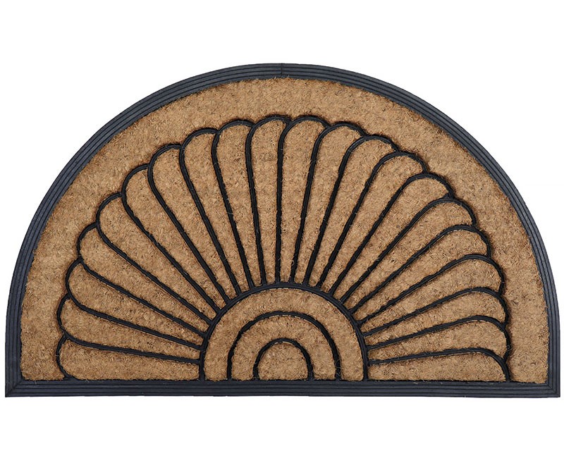 Large Melton Fan Coir & Rubber Half Round Doormat 100cm x 60cm