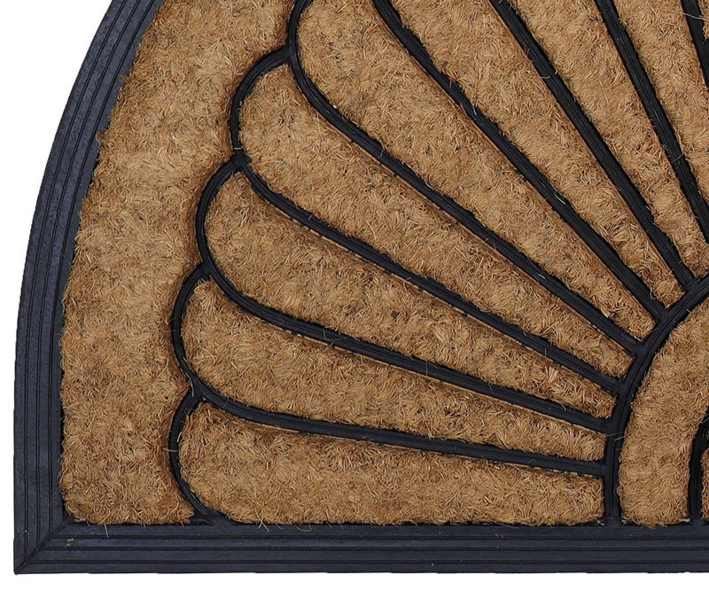 Large Melton Fan Coir & Rubber Half Round Doormat 100cm x 60cm