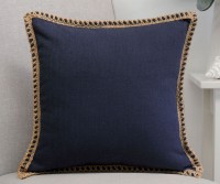 Corfu Navy Linen Cushion with Jute Edging