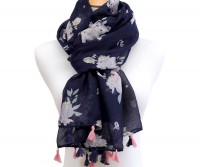 Camilla Navy & Pink Floral Scarf