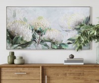 White Waratahs Framed Canvas Painting