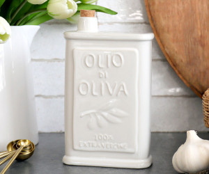 Olio di Oliva Ceramic Oil Bottle - Cream