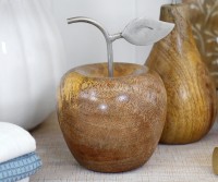 Bramley Handcrafted Wooden Apple with Silver Leaf