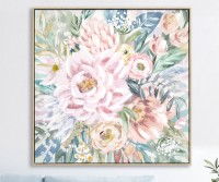 Arcadia Pink Blooms Framed Canvas Painting