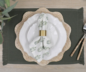 Set 4 Olive Bronte Fringe Placemats