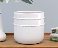 Como Beaded White Planter Pot - Medium