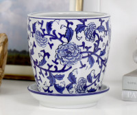 Small Clareville Indigo Roses Plant Pot