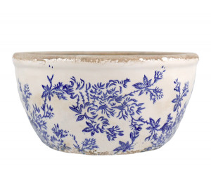 Large Arden Blue Floral Shallow Planter