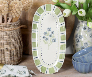 Long Oval Isobel Blue Floral Serving Platter