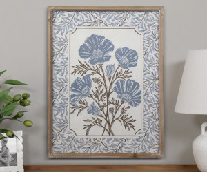 Roxbury Daisy Flower Woodcut Print Framed