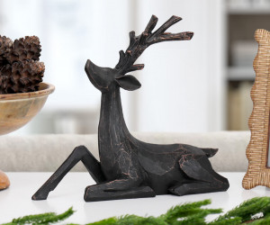 Seated Ebony Reindeer Christmas Decoration