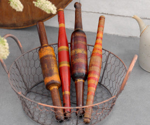 Painted Antique Wooden Rolling Pin - Mini