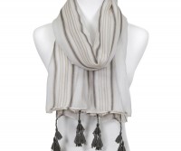 Tahlia Grey & Taupe Striped Scarf