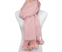 Clementine Pink Fur PomPom Scarf
