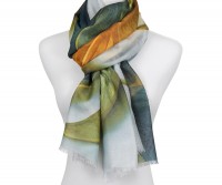 Boston Green & Gold Waterlily Scarf