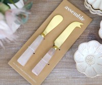 Set 2 Rose Quartz Cheese Knives