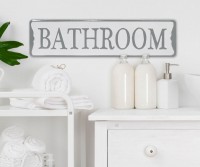 Bathroom Enamel Wall Sign - Grey