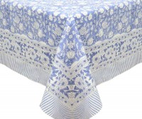 220cm Sevenoaks Cornflower Blue Floral Tablecloth - 6-8 Seat