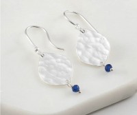 Silver Petal & Lapiz Lazuli Drop Earrings