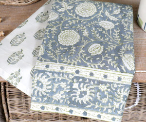 Set 2 Samara Denim Blue Floral Teatowels