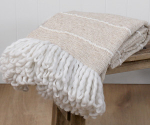 Darby Oatmeal Wool Blend Throw Blanket