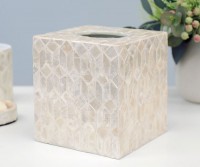 Square Belle Tissue Box Cover - Mother of Pearl