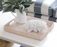 Bayside Whitewash Rattan Tray - Small