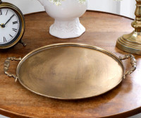 Large Beatrice Antique Gold Round Tray