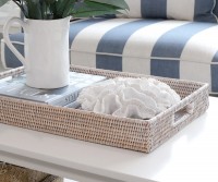 Brooklyn Whitewash Rattan Tray - Large