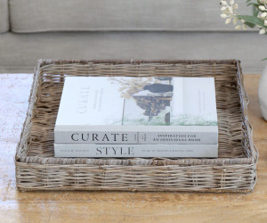 Millbrook Square Rattan Tray - Antique Grey