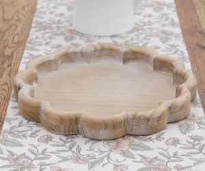 Florence Whitewash Wood Tray - Round