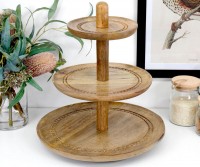 Hunter 3-Tier Wooden Tray Stand