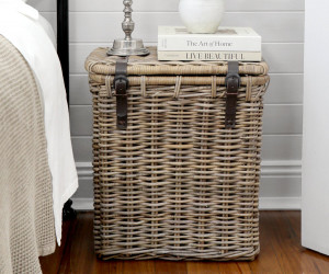 Henri Rattan Strap Side Table Trunk / Laundry Basket - Large