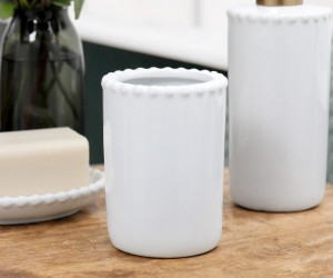 Louisa Beaded White Bathroom Cup
