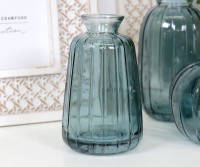 Bluewater Ribbed Glass Vase - Tapered