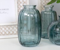 Bluewater Ribbed Glass Vase - Oval